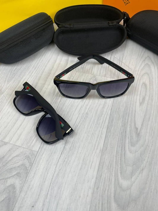 Gucci Black Blue Rectangular Sunglasses | Luxury Designer Eyewear THE SNUG SPOT