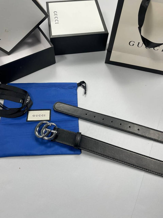 Gucci GG Monogram Black Belt Pearl Crystal Buckle 
